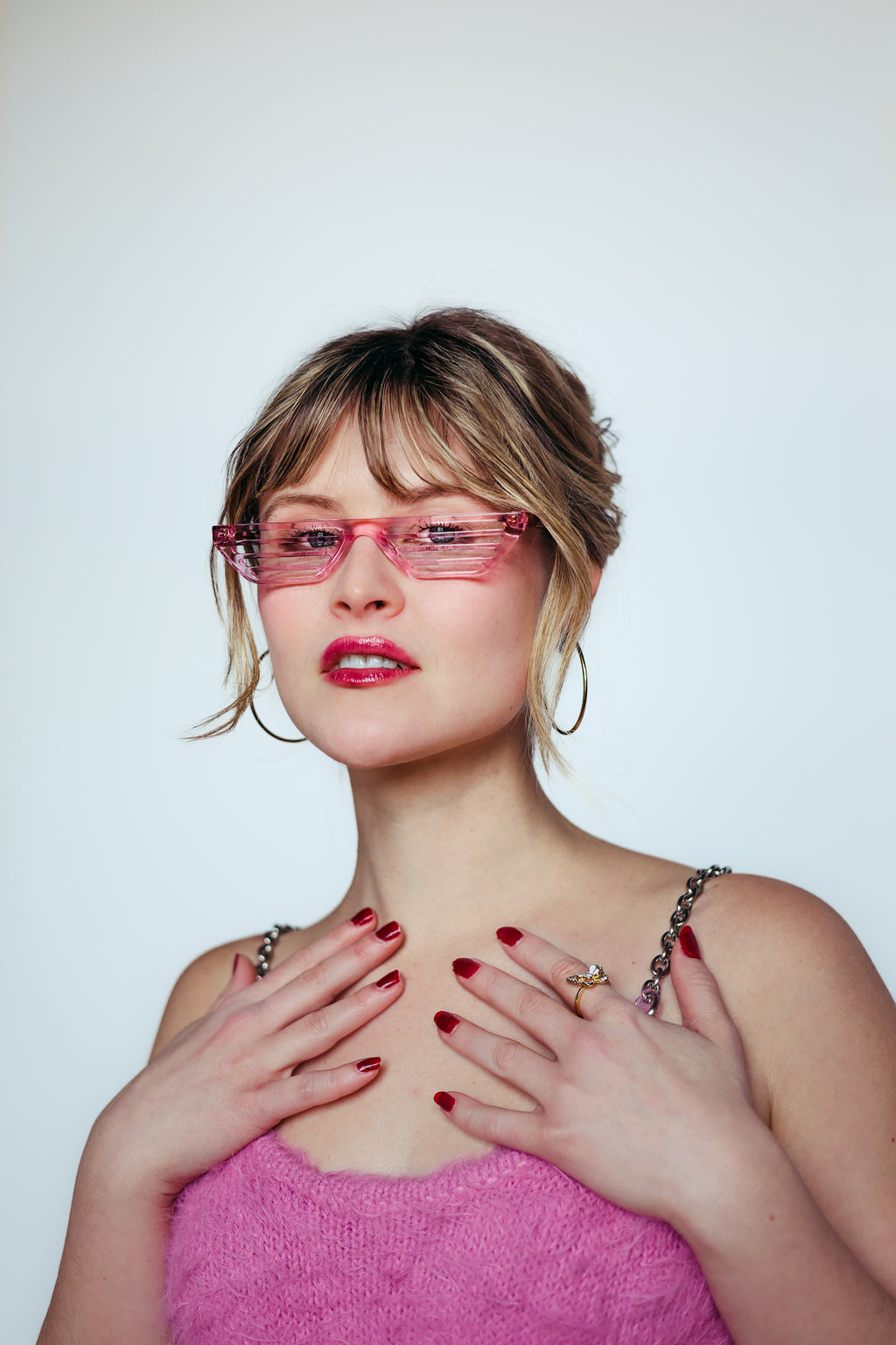 Vanella Shutter Shades 2.0 | Pink Lemonade Lucite Cat-Eye Statement Sunglasses